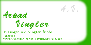 arpad vingler business card
